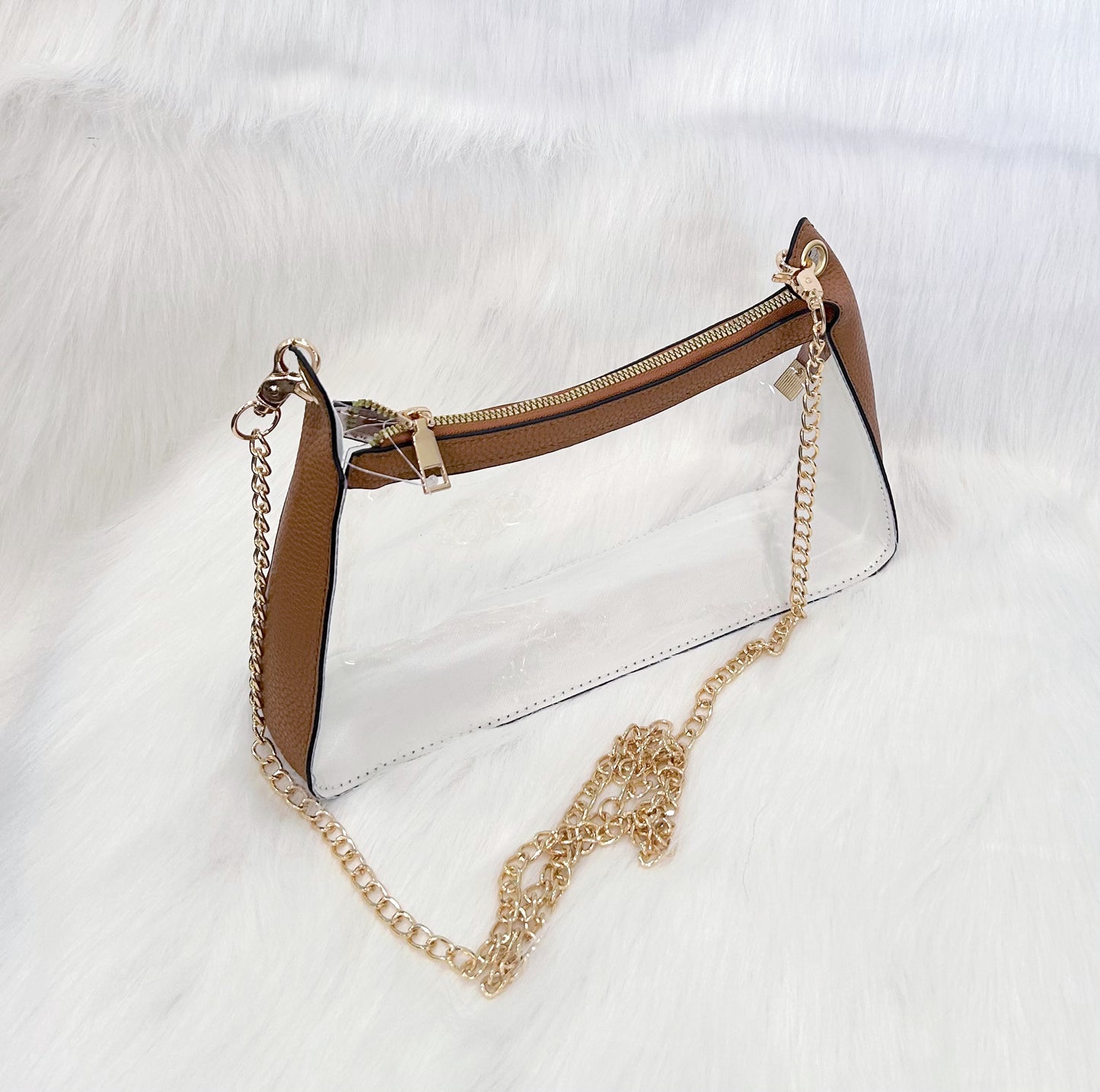 Leather Sided Clear Bag