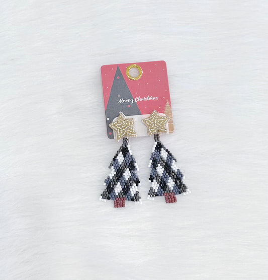 Diamond Pattern Christmas Tree Earrings