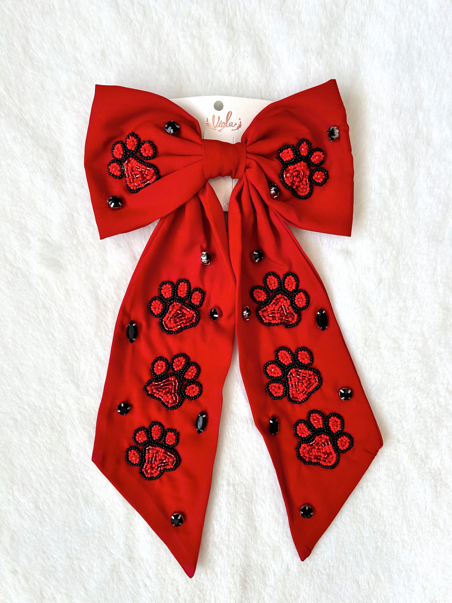 Paw Print Glamour Hair Bow