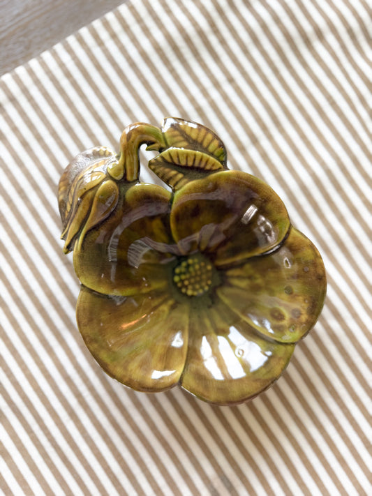 Dark Olive Floral Dish
