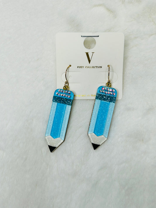 Blue Skies Ahead Blue Pencil Earrings