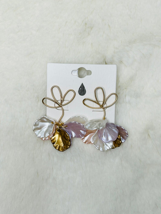 Lacy Unique Shells Dangle Earrings Rosey Mix