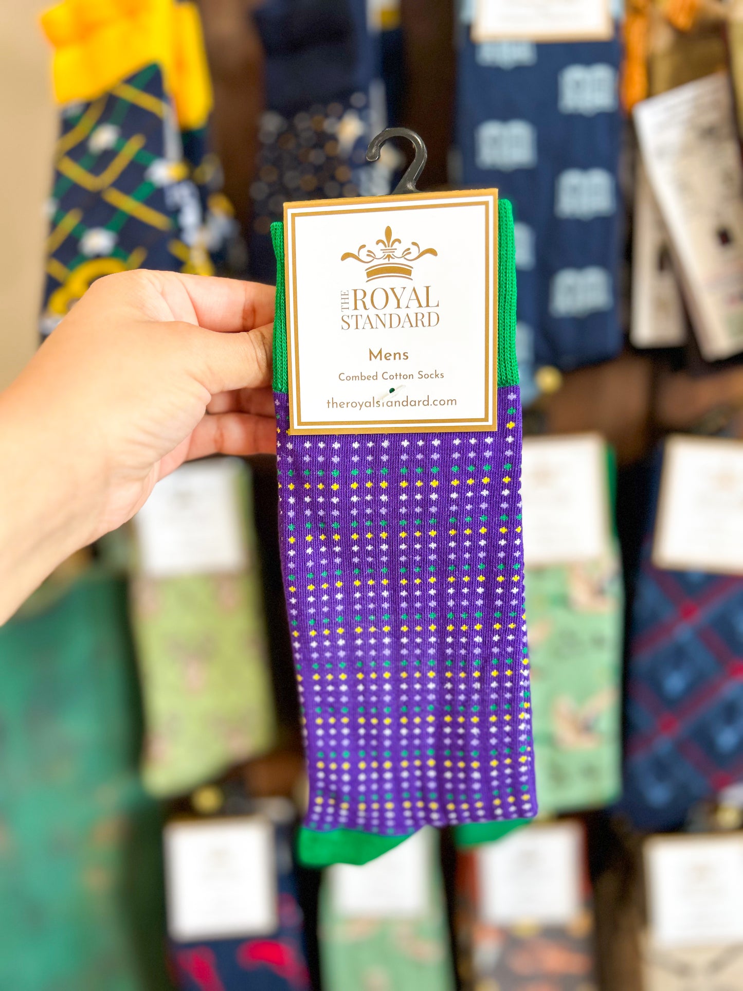 Men's Mardi Gras Polka Dot Socks-Purple