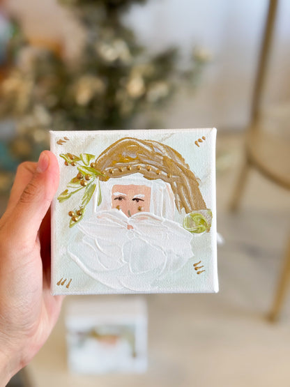 4x4 Sage/Light Blue Vintage Santa — Hand-Painted Art
