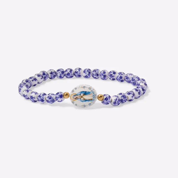Holy Water Miraculous Mary Porcelain Bracelet- Waterproof Gold