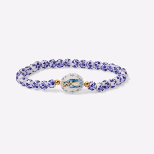 Holy Water Miraculous Mary Porcelain Bracelet- Waterproof Gold