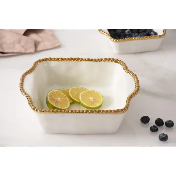 8x8 Square Baking Dish White/Gold