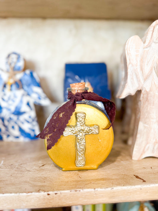 Cross Holy Water Container-Chocolate Lace