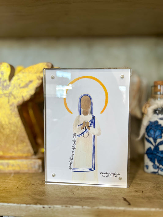 5x7 Print Emily S. Pitre Art/Saint Theresa Frame