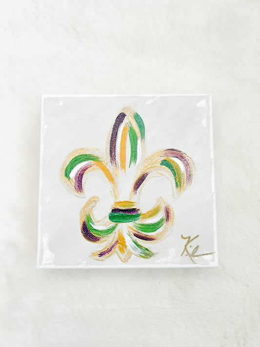 6x6 Mardi Gras Fleur De Lis Canvas Art