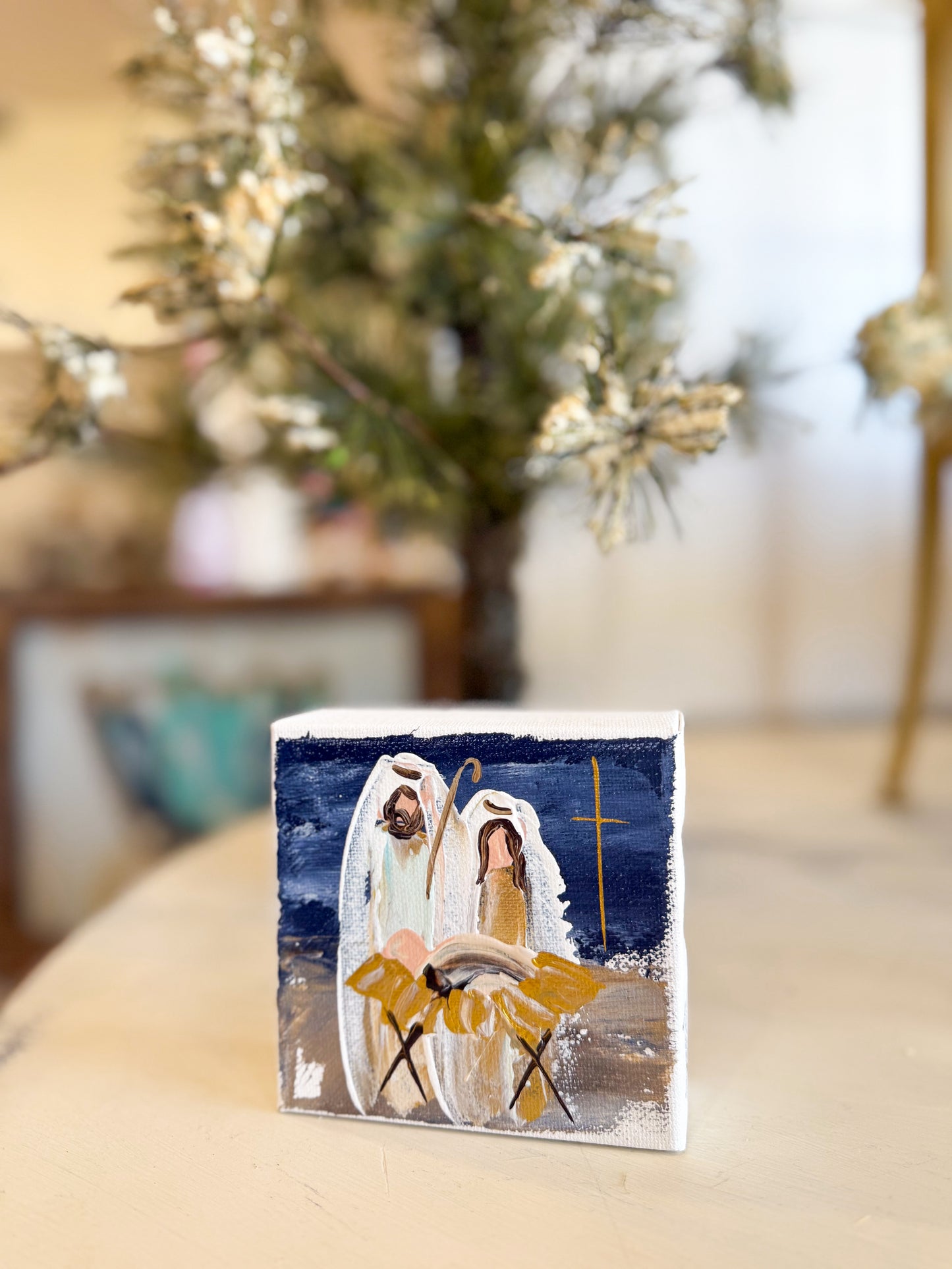 4x4 Night Sky Holy Night Nativity — Hand-Painted Art