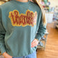Sequin Thankful Sweatshirt- Teal