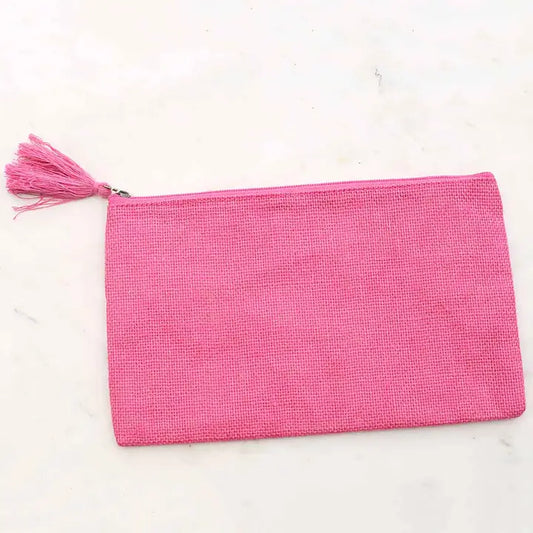 Jute Cosmetic Bag-Magenta
