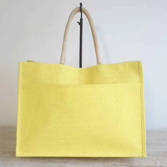 Yellow Jute Pocket Tote