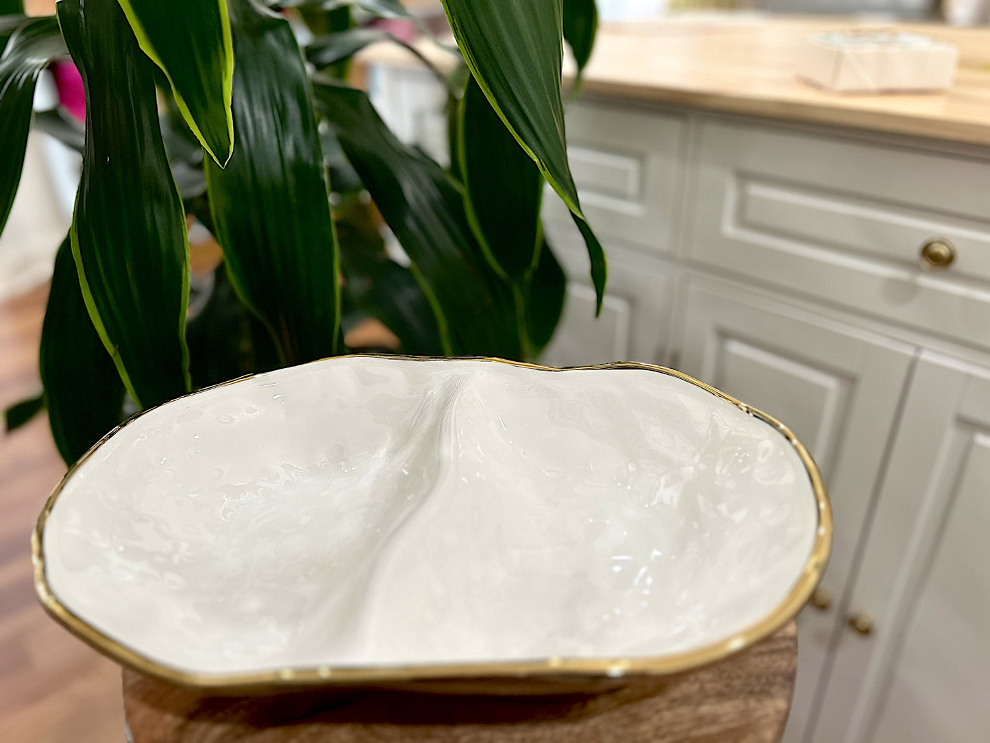 Two Section White & Gold Bowl