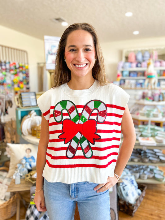 Red Stripe Candy Cane Cutie Sweater