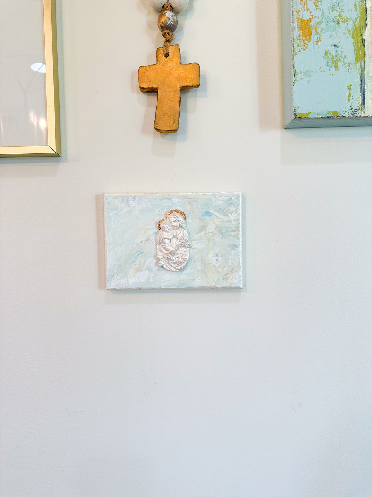 Madonna & Child on 5x7 Light Mint Canvas
