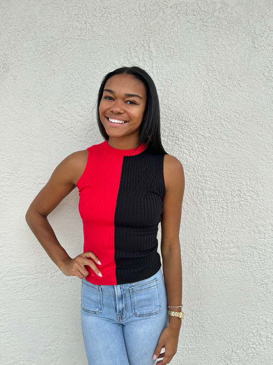 Two Tone Sleeveless Game Day Top