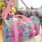 Pink Ruffle Band Floral Women Duffle Bag