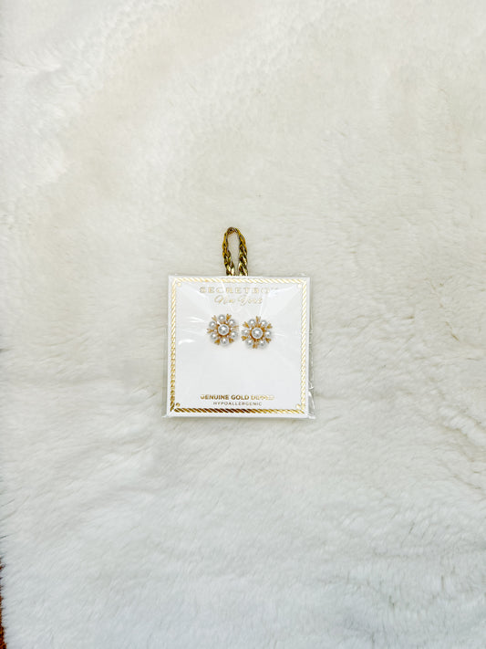 Secretbox Pearl and Diamond Stud Earrings