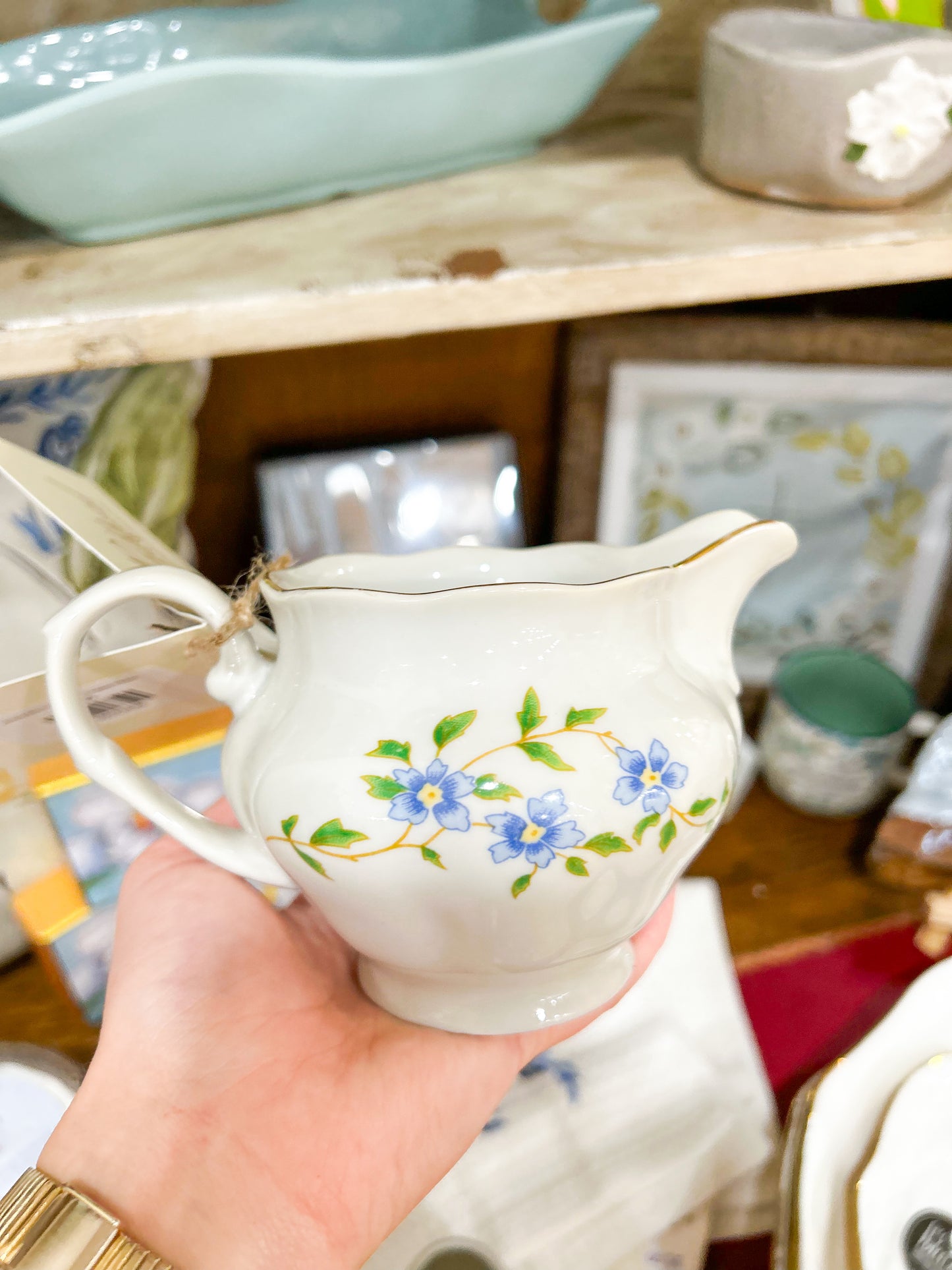 Janolina Blue Floral Vintage Creamer Pitcher