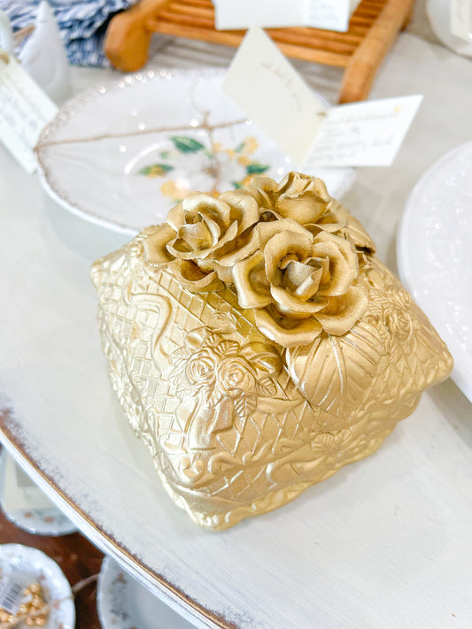 Timeless Gold Floral Trinket Box