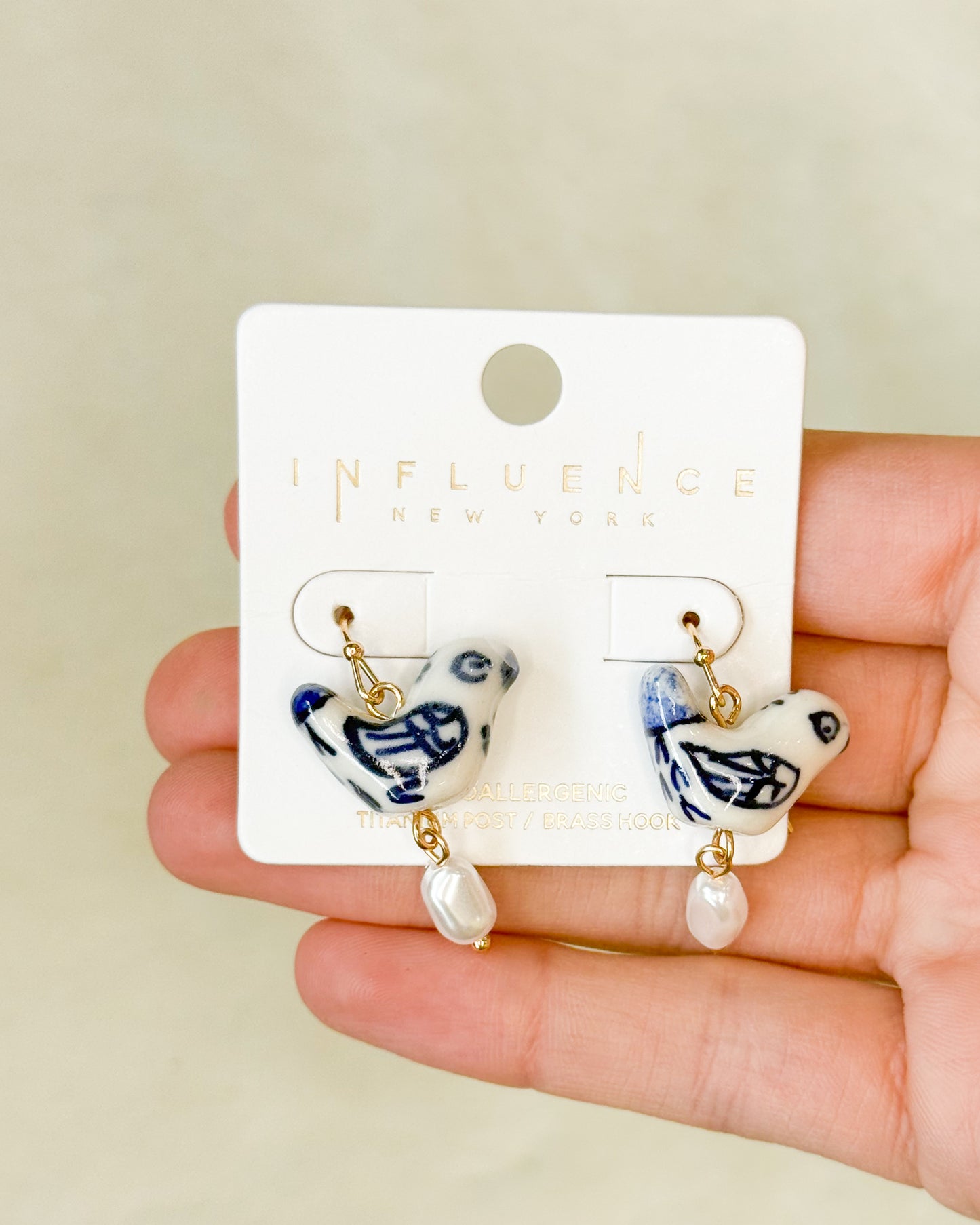 Bluebird Pearl Dangle Earrings