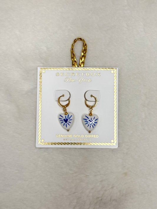 Secret Box Mini Blue Heart Charm Huggies