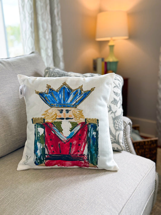The Royal Guard Red and Blue Nutcracker Square Pillow