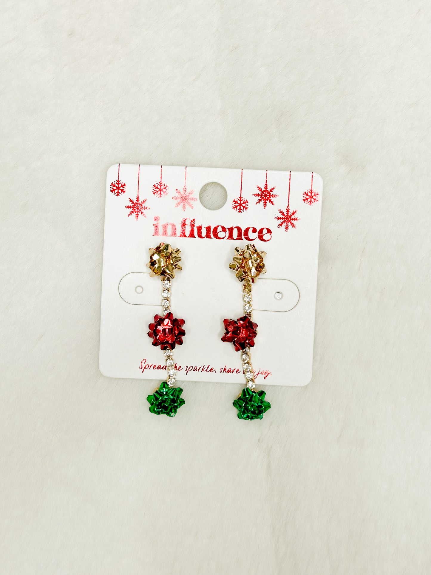Presents Please Christmas Bow Earrings