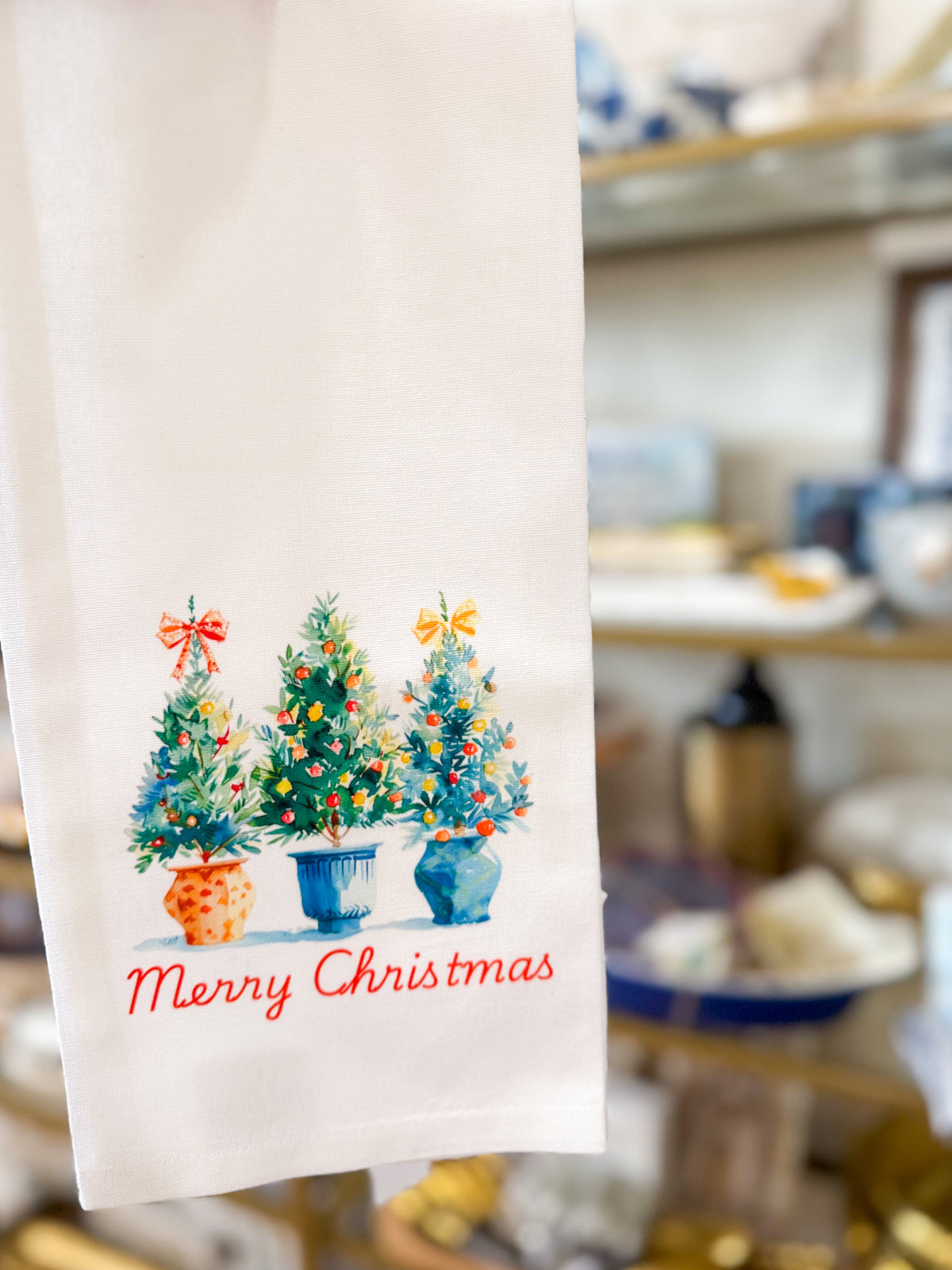 Merry Christmas Tree Trio Hand Towel