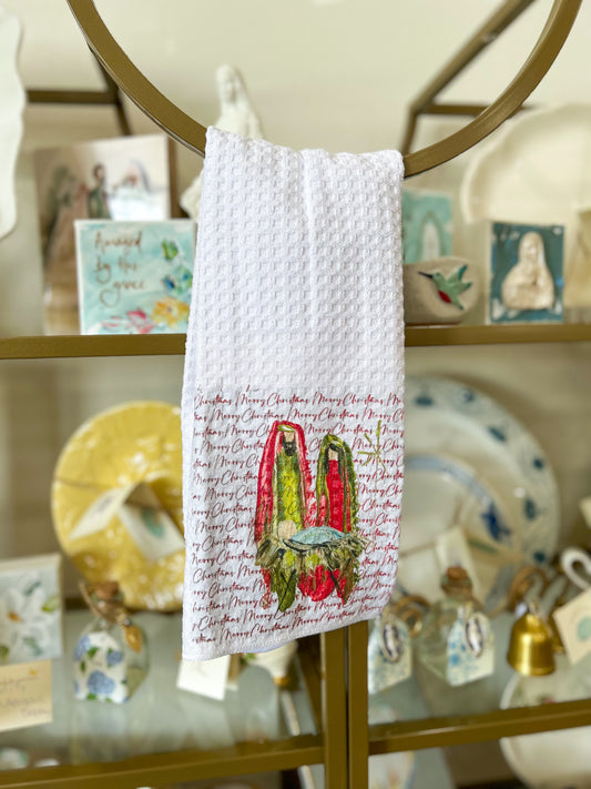 Merry Christmas Nativity Hand Towel