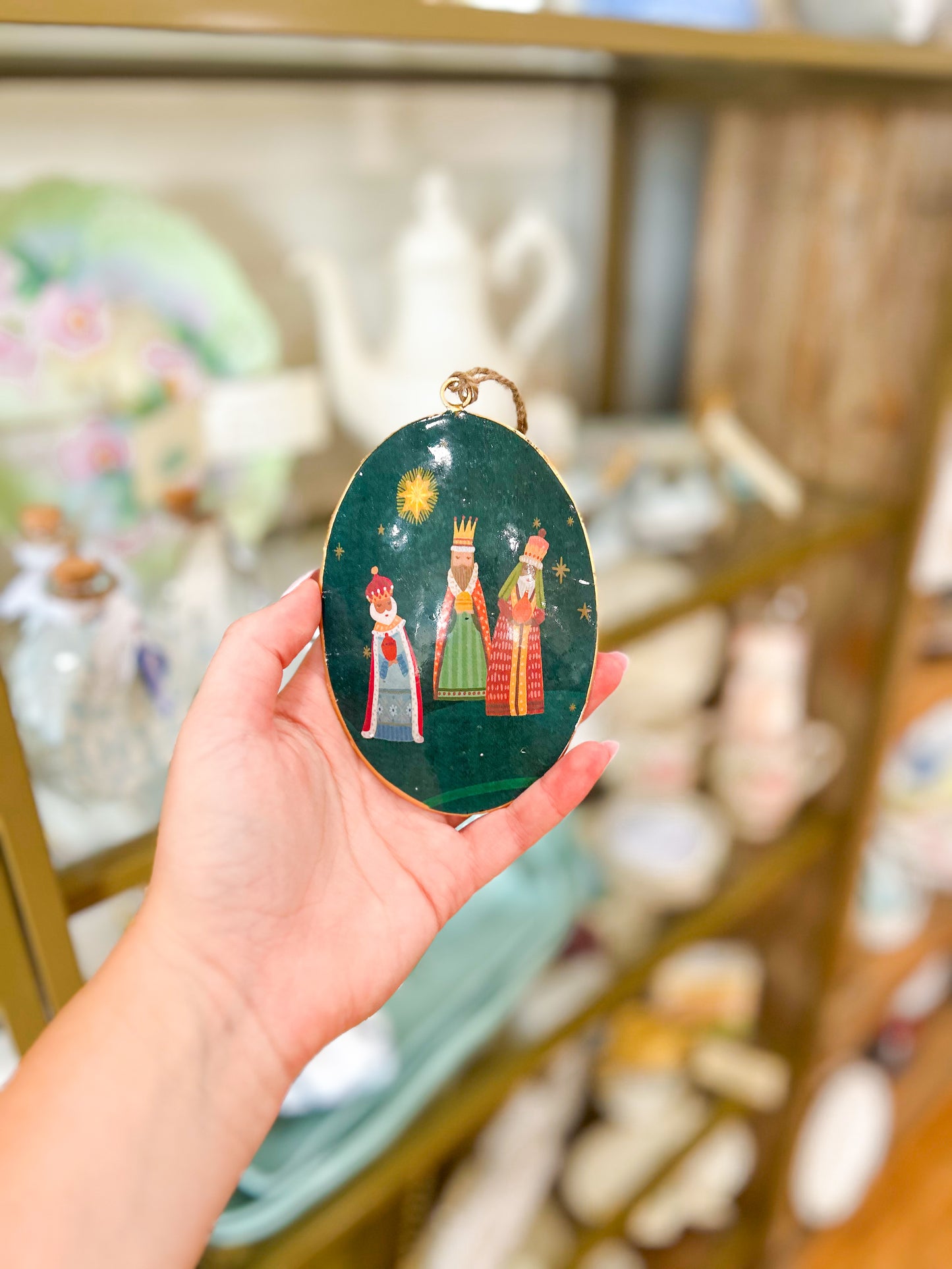 Round Metal Holy Family Ornament- 1