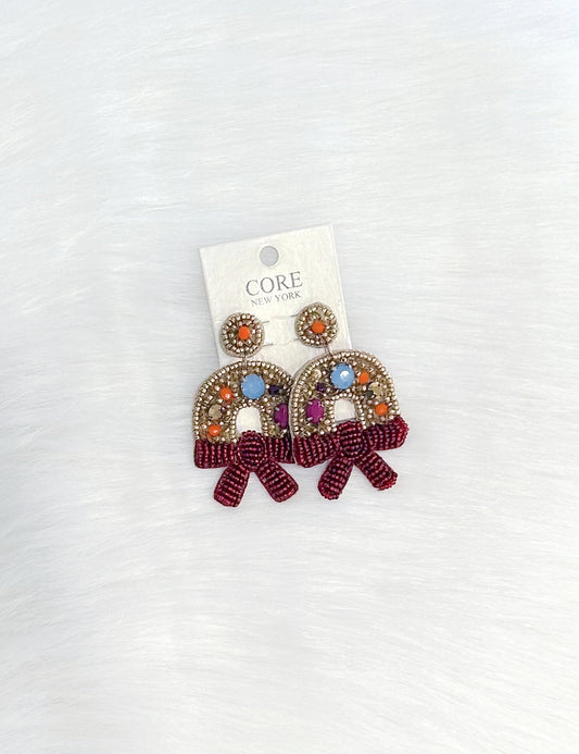 Beaded Christmas Wreath Earrings