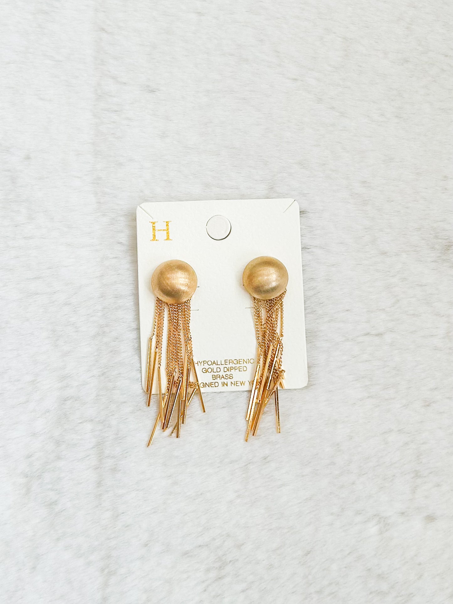Gold Dangle Earrings with Circle Post
