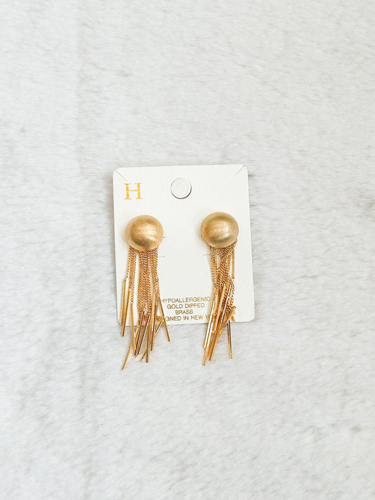 Gold Dangle Earrings with Circle Post