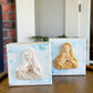 Immaculate Heart of Mary- Silhouette on 4x4 Baby Blue Canvas