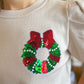 Christmas Wreath Short Sleeve Sweater - Cream