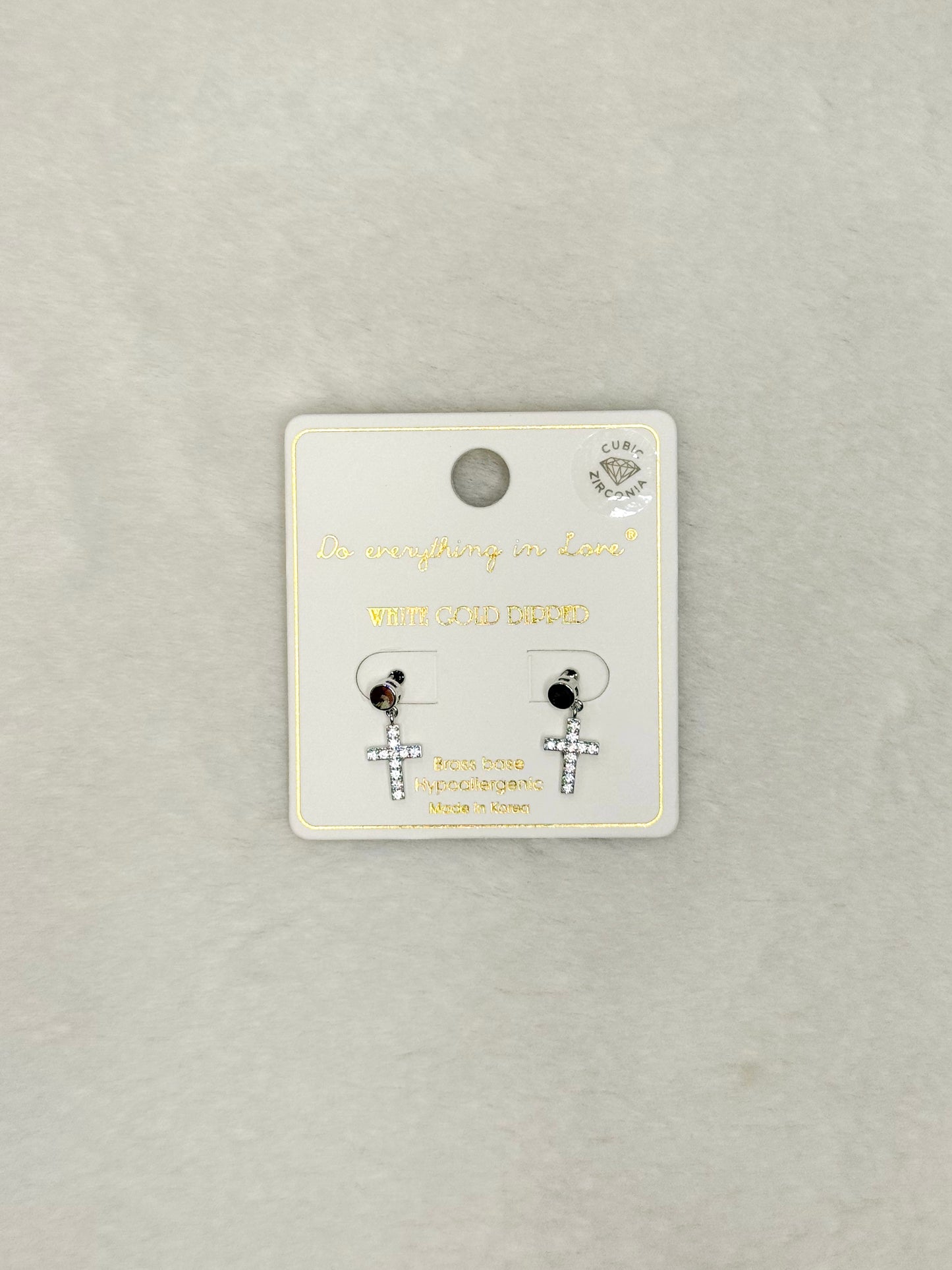 Zoe Silver Cross Dangle Stud Earrings