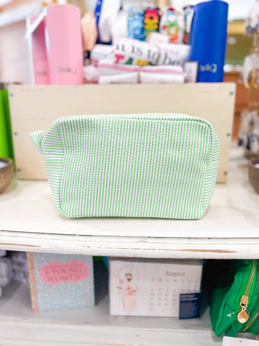Green Striped Makeup Bag