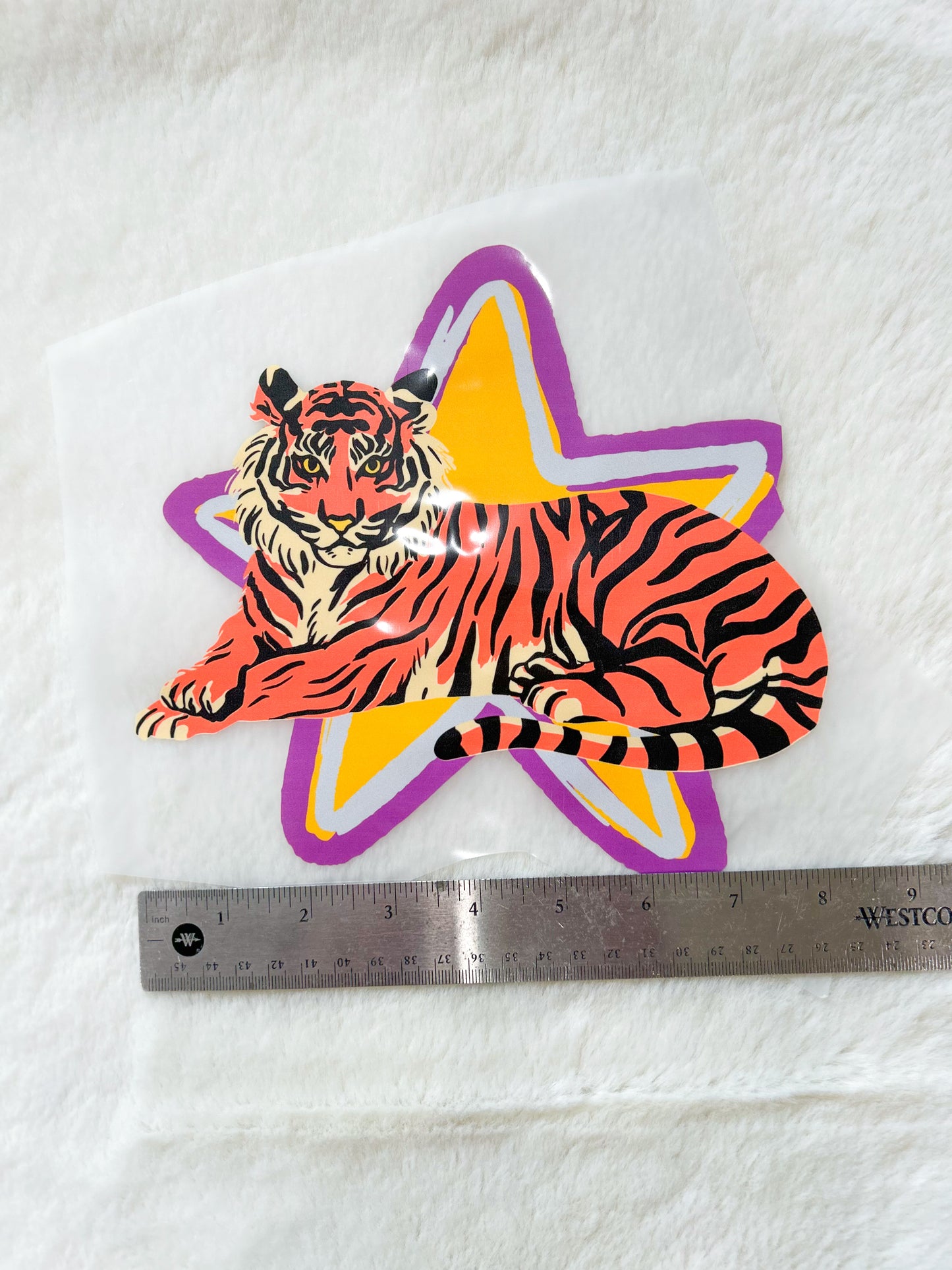 Transfer- Laying Tiger With Purple/Gold Star