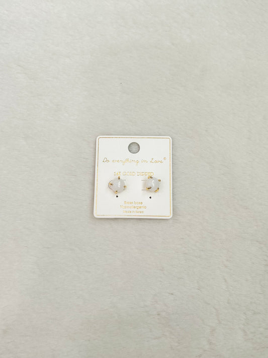 Juno White and Gold Stud