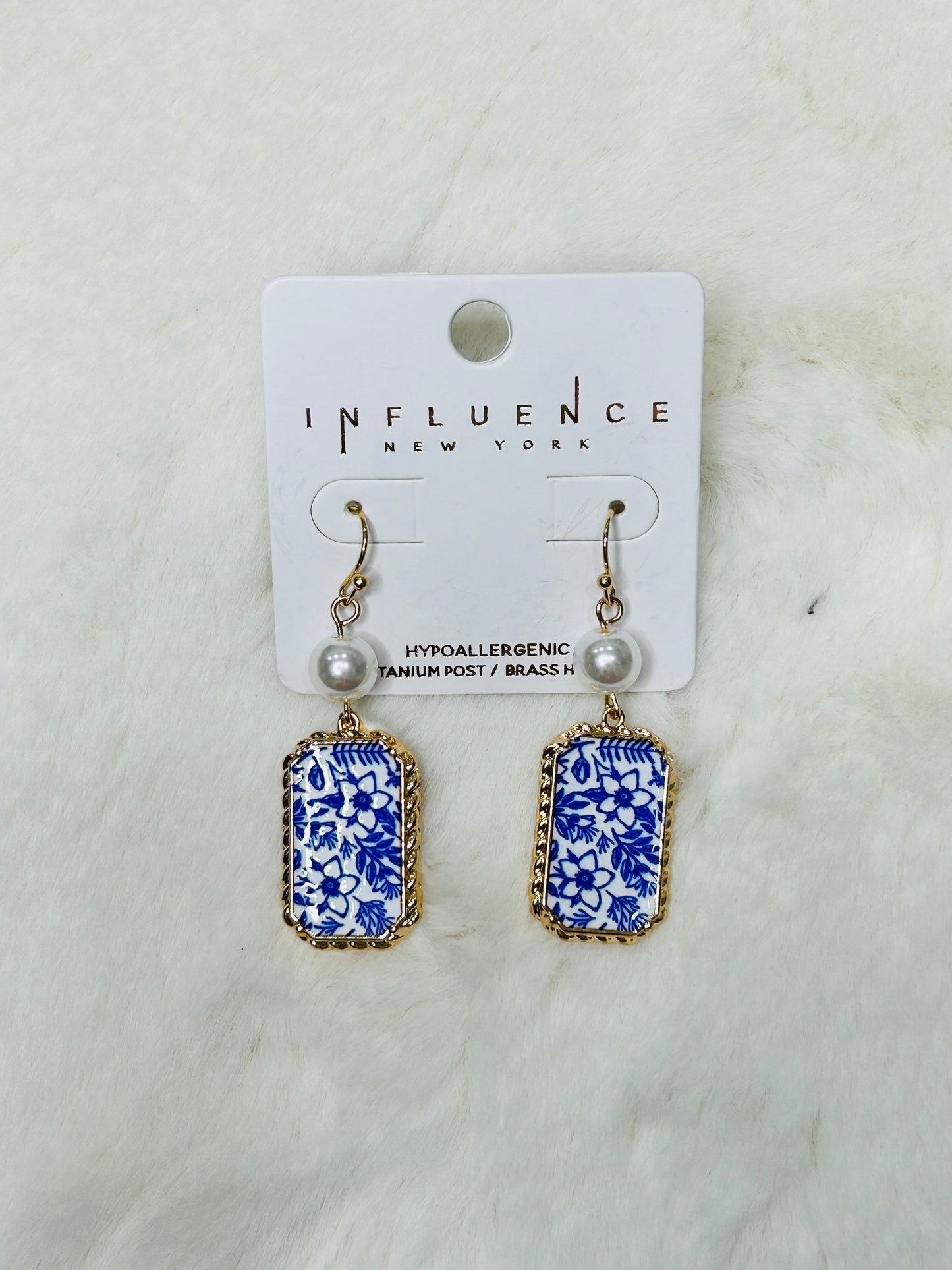 Rayne Watercolor Blue/White Dangle Earrings