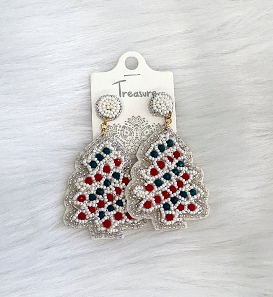 Beaded Classic Christmas Tree Earrings