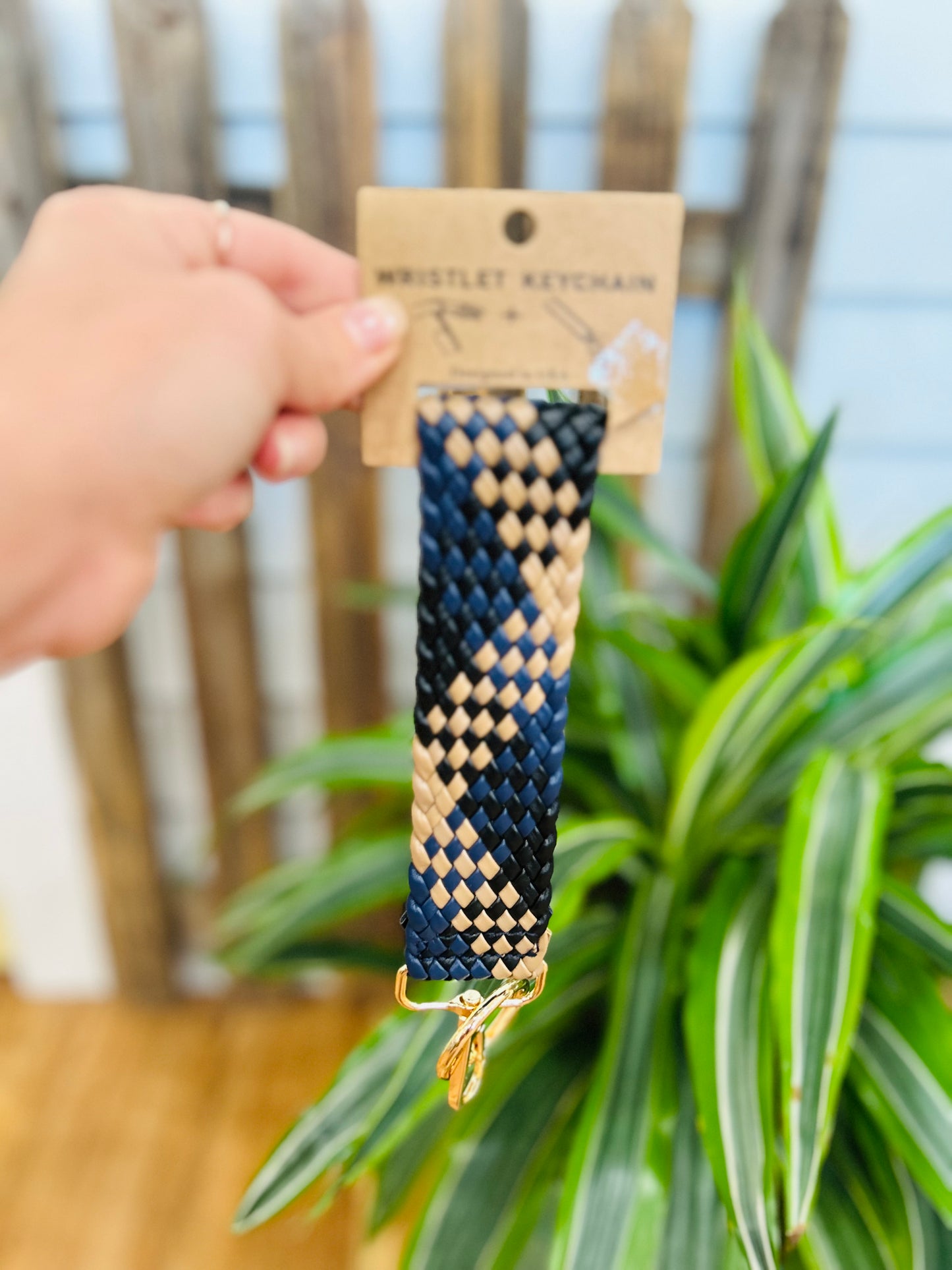 Leather Woven Wristlet Keychain