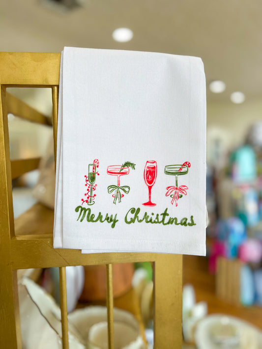 Merry Christmas Cocktail Hand Towel