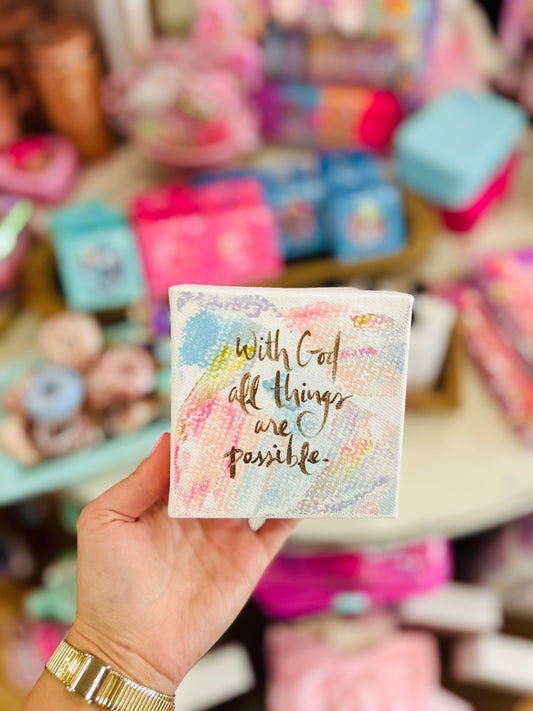 4x4 With God All Things Are Possible Rainbow Pastels Canvas Art