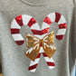 Candy Cane Short Sleeve Sweater- Grey