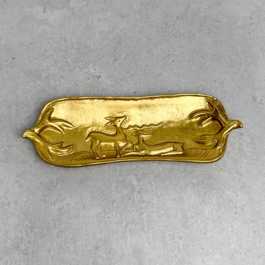 Gold Deer Tray Christmas