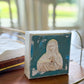 Immaculate Heart of Mary- Silhouette on 4x4 Olive Green/Blue Canvas